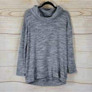 Aerie Cowl Neck Sweater Gray & White Marled Sz S - EUC‎